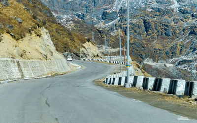 Road leading towards mountains. arunachal frontier highway india and china international border 