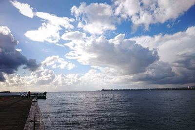 Scenic view of sea against cloudy sky