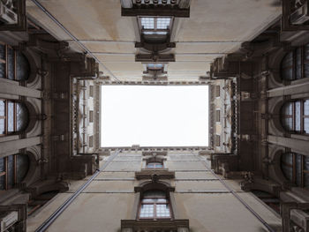 Directly below shot of buildings against sky