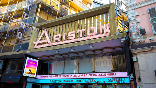 Low angle view of sign on building