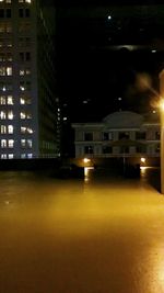 Illuminated buildings at night