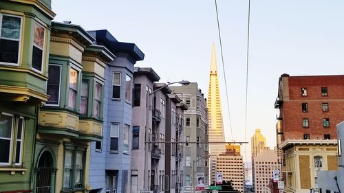 Residential buildings against clear sky