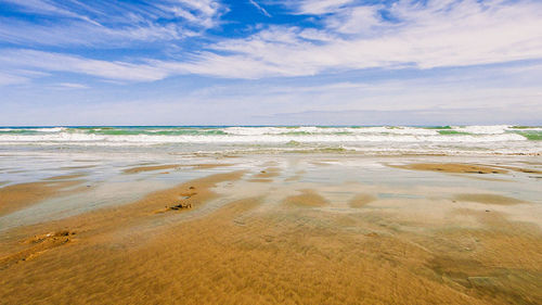 Scenic view of sea against cloudy sky