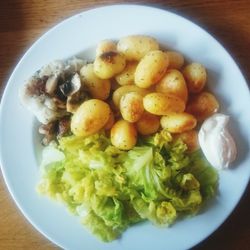 High angle view of meal served in plate