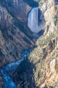 View of the powerful lower yellowstone falls