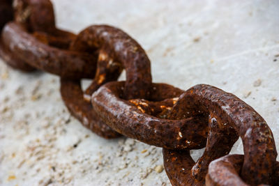 Close-up of rusty metal chain