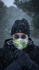 Portrait of young man during winter