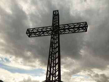 Low angle view of electricity pylon against sky