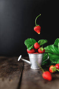 Close-up of strawberries on table