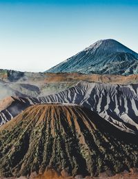 This view is at mount bromo which shows bukit widodaren and mount semeru