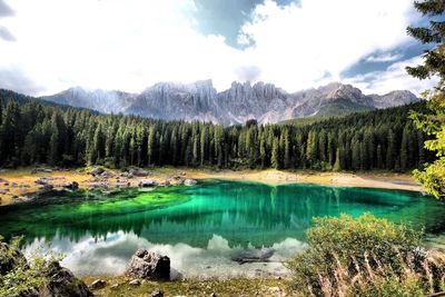 Scenic view of landscape and mountains against sky