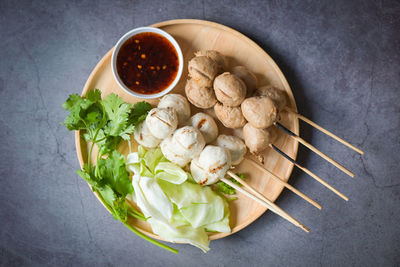 High angle view of food on table