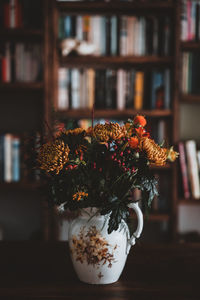 Close-up of flower pot on table