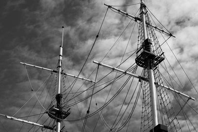 Low angle view of sailboat on pole against sky