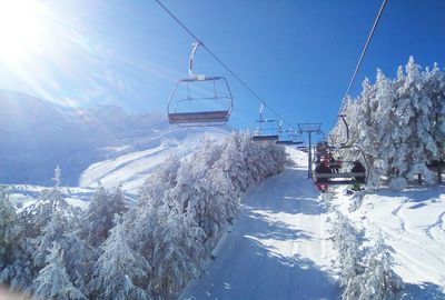 Scenic view of snow covered mountains