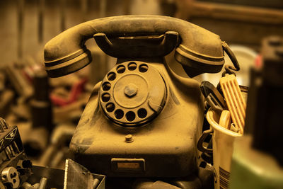 Close-up of old telephone