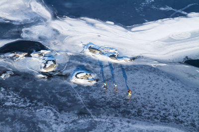 High angle view of snowcapped mountain