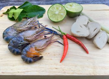 Close-up of seafood on table
