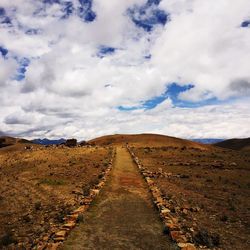 Scenic view of landscape against cloudy sky