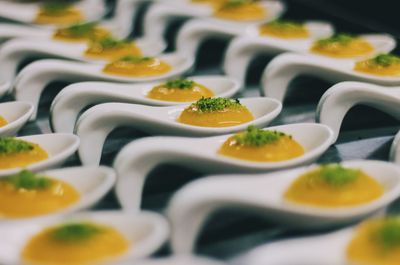 Full frame shot of food in spoons