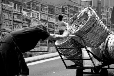 Woman walking in city