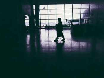 Woman at railroad station