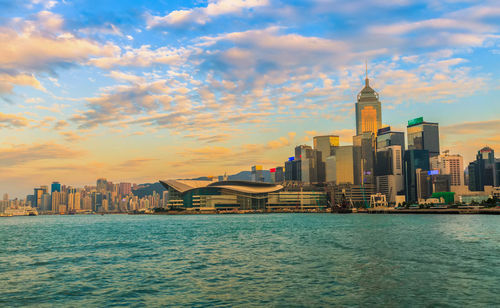 Hong kong cityscape at sunset