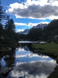 Scenic view of lake against sky