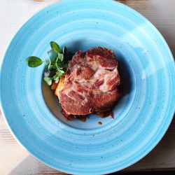 High angle view of food on plate