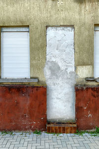 Closed door of building