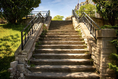 Low angle view of staircase against sky