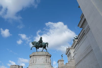 Satue of the italian king vittorio emanuele ii at the altar of the fatherland, rome