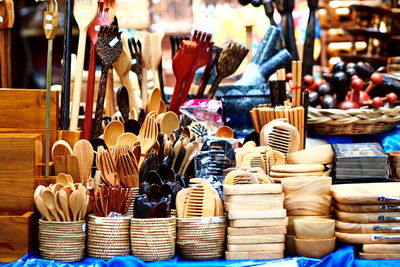 Cutleries for sale at market stall