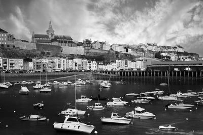 Harbor view  normandy boats and city