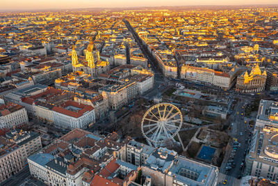 High angle view of buildings in city