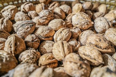 Full frame shot of walnuts for sale in store