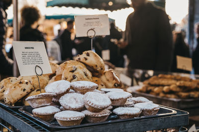 View of food for sale at market stall