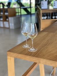 Close-up of wineglass on table