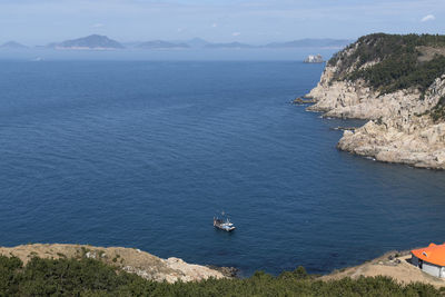 High angle view of sea against sky