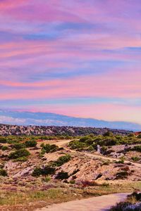 Scenic view of landscape against sky during sunset