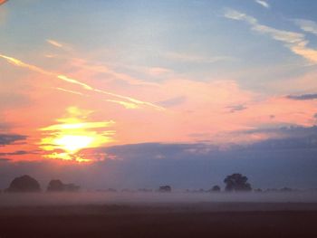 Scenic view of landscape against sky during sunset