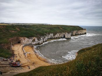 High angle view of beach against sky