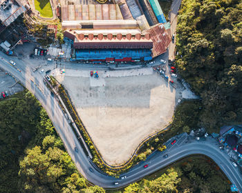 High angle view of buildings in city