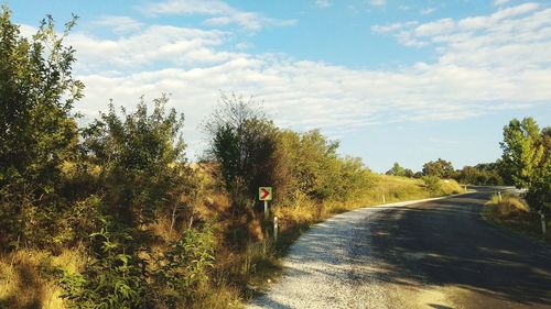 Road amidst trees against sky