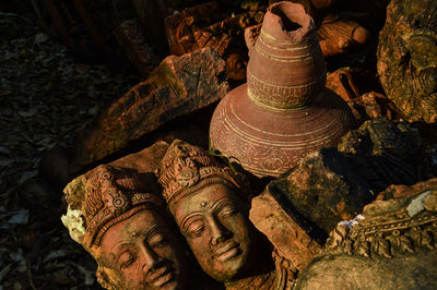 Ancient terracotta statue sculpture. 