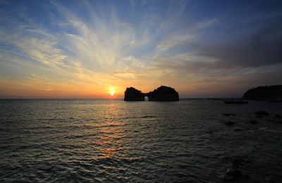 Scenic view of sea against sky during sunset