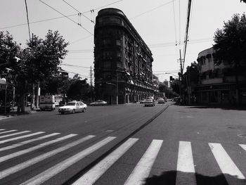 Road passing through city