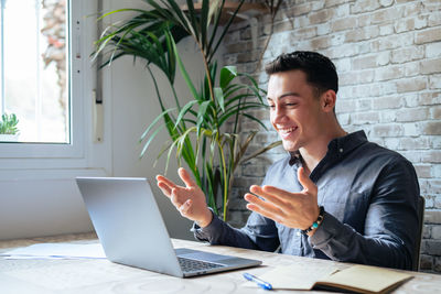 Businesswoman working on table