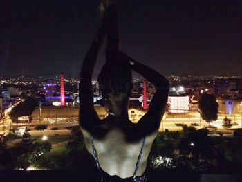 Illuminated cityscape at night