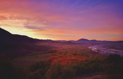 Scenic view of landscape against sky during sunset